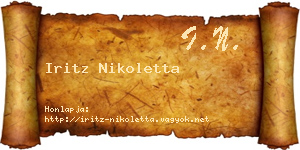 Iritz Nikoletta névjegykártya